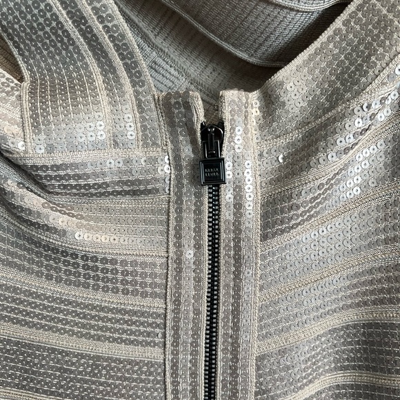 Herve Leger Midi Silver Sequin Dress XS - Picture 4 of 5